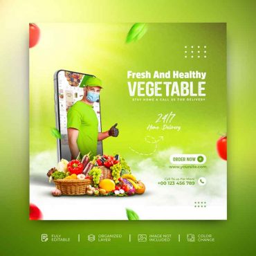 طرح لایه باز پست اینستاگرام فروشگاه میوه و سبزیجات