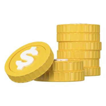 آیکون سه بعدی سکه و دلار طلا